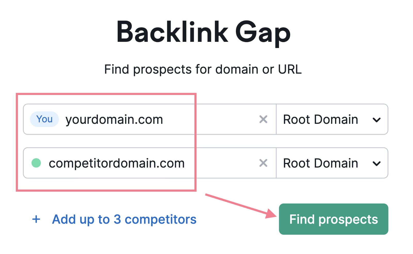 Perform backlink gap analysis